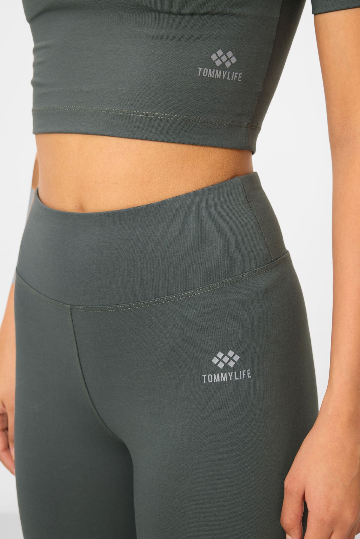 High Waist Capri-Crop T-Shirt Slim Fit Women's Tights Set - 95285