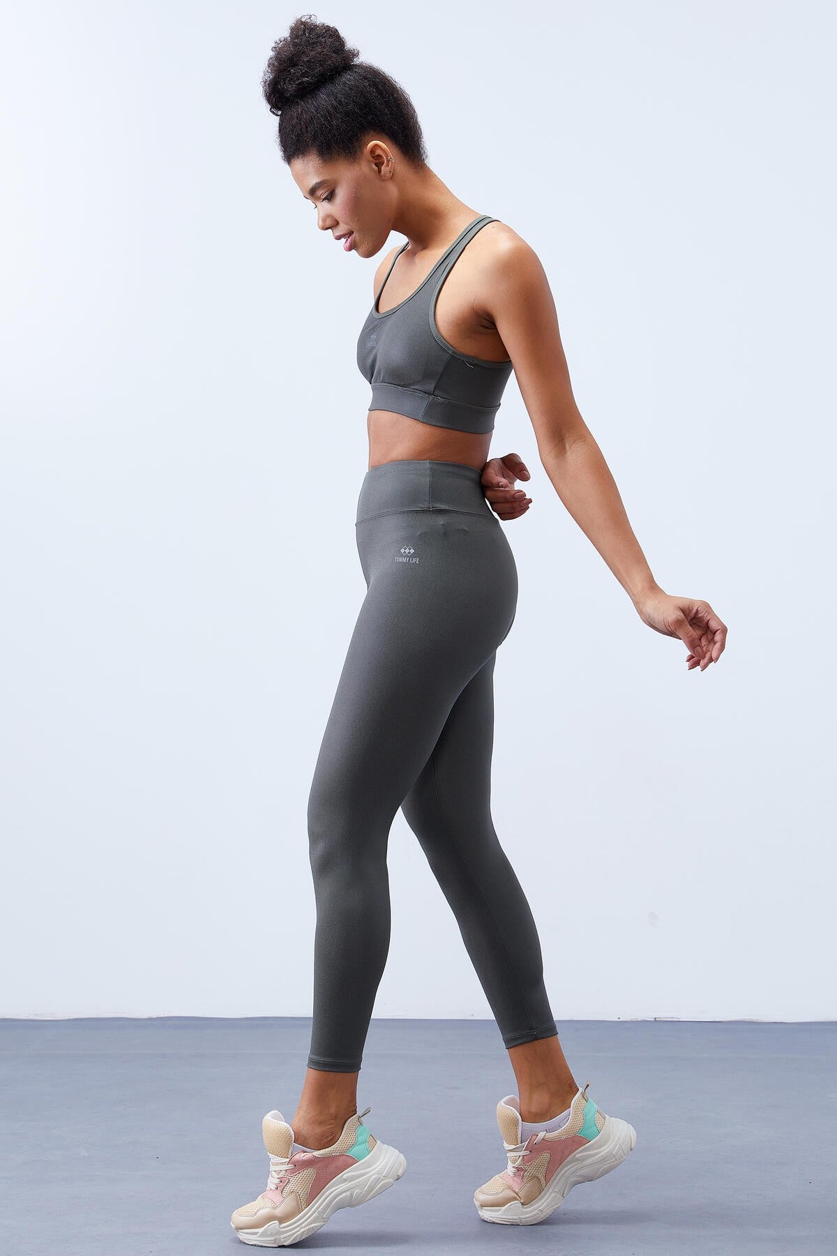 High Waist Wrap-up Cross Back Detailed Slim Fit Women's Tights Set - 95282