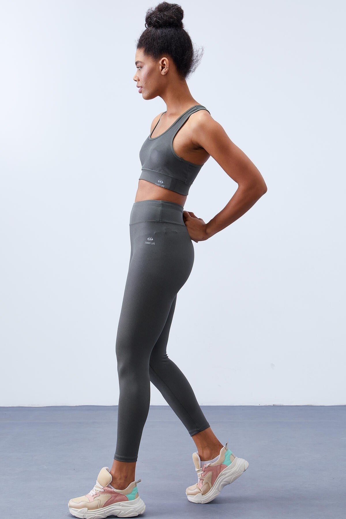 High Waist Tummy Control Back Detailed Slim Fit Bustier Women's Tights Set - 95281