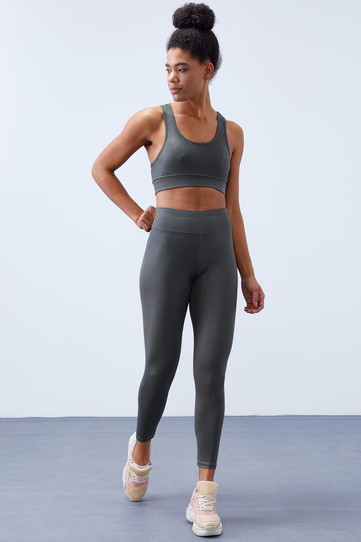 High Waist Tummy Control Back Detailed Slim Fit Bustier Women's Tights Set - 95281
