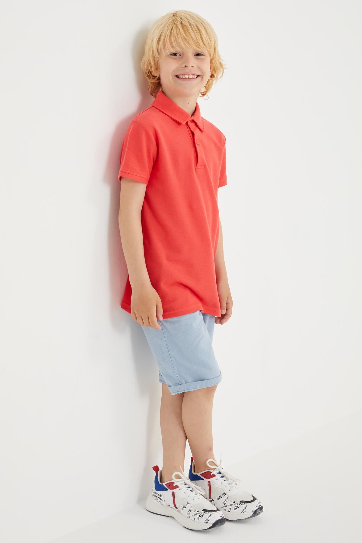Classic Coral Short Sleeve Polo Collar Boys' T-Shirt - 10962