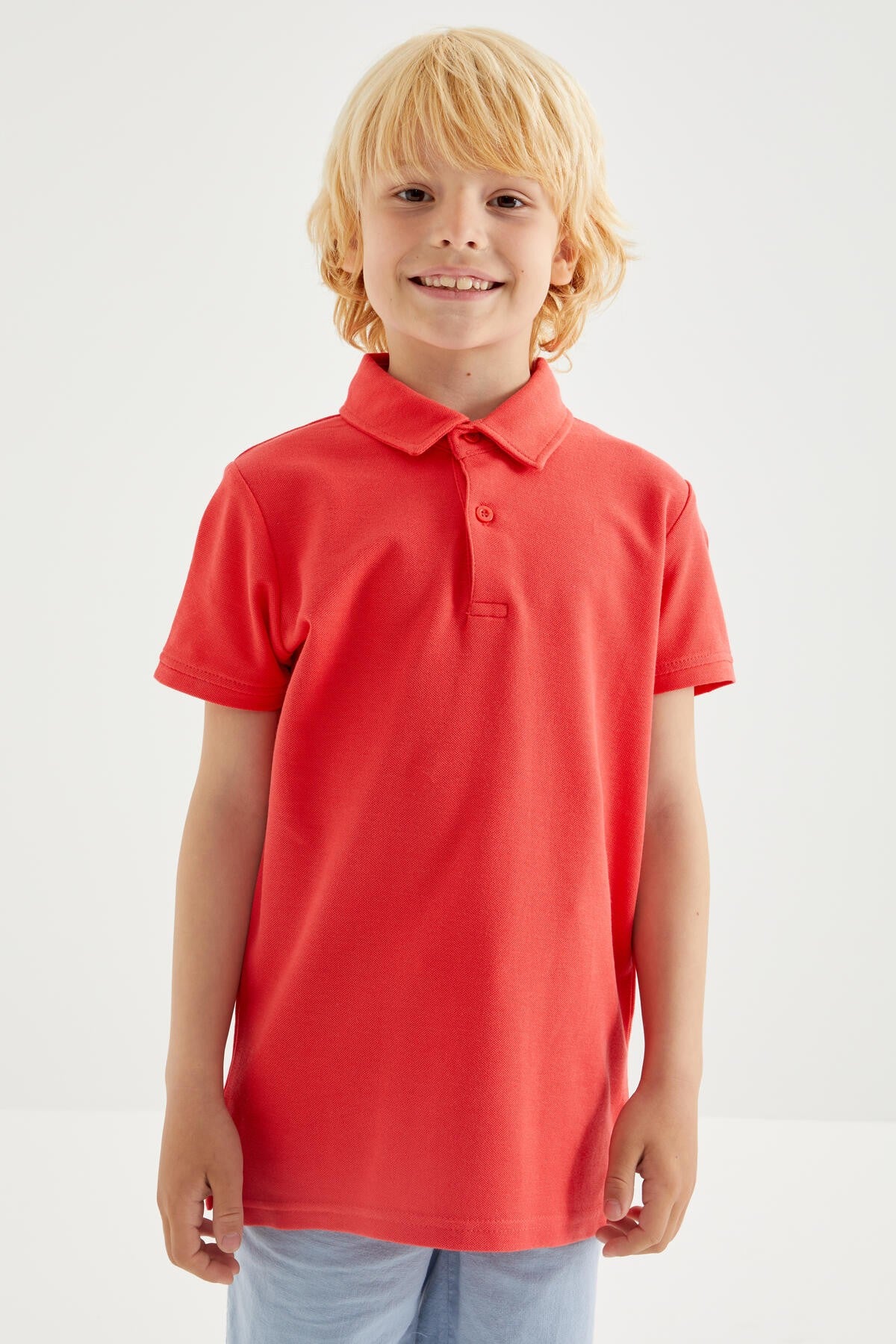 Classic Coral Short Sleeve Polo Collar Boys' T-Shirt - 10962