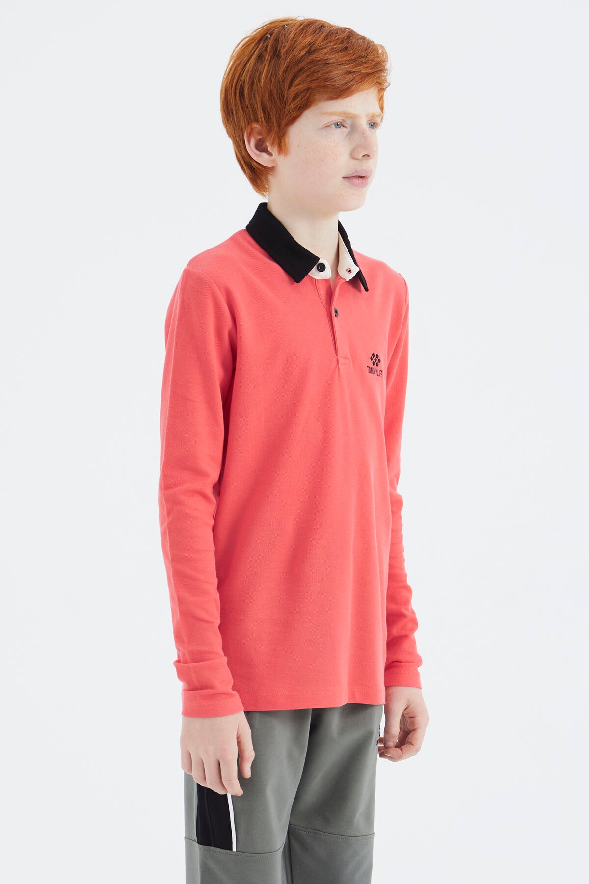 Coral Polo Collar Basic Boys' T-Shirt - 11171