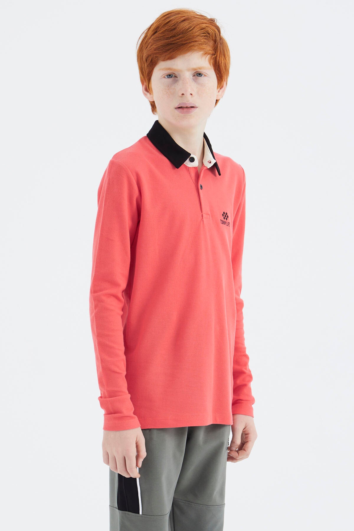 Coral Polo Collar Basic Boys' T-Shirt - 11171