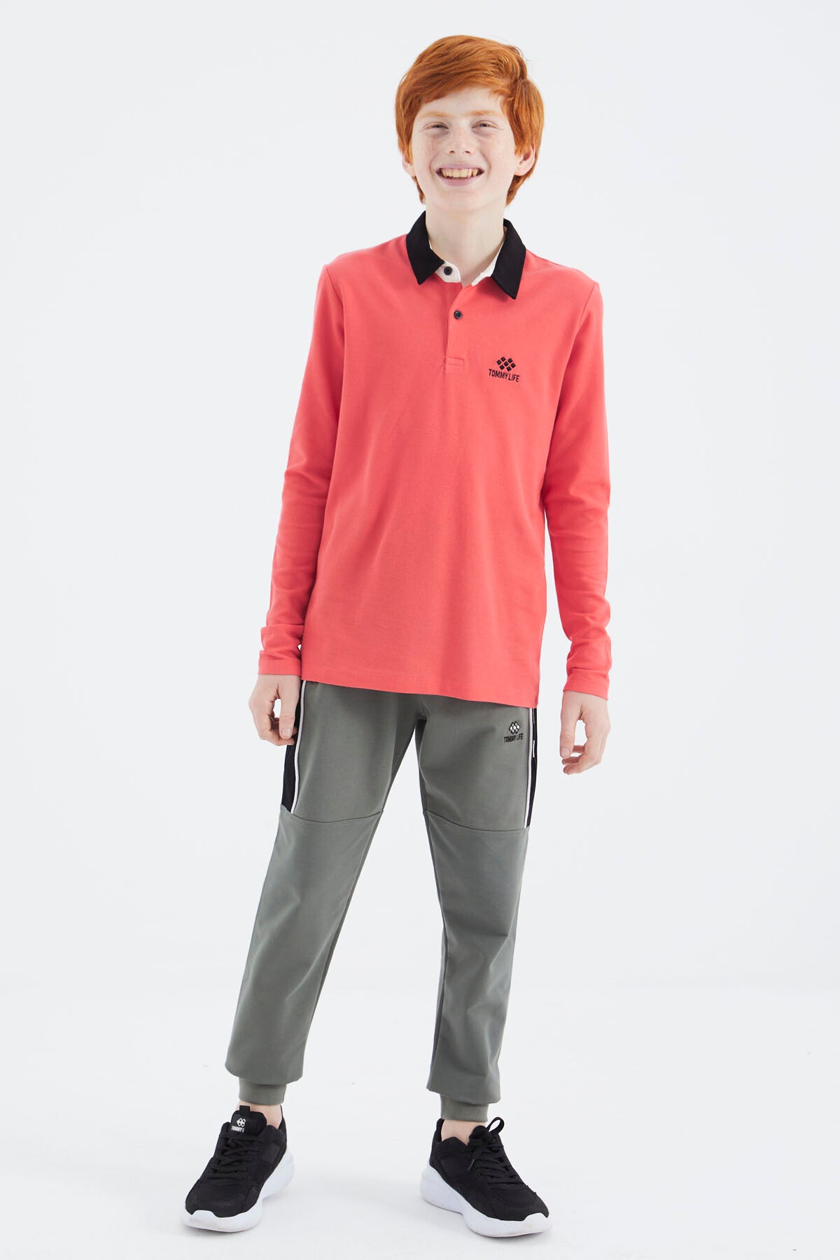 Coral Polo Collar Basic Boys' T-Shirt - 11171