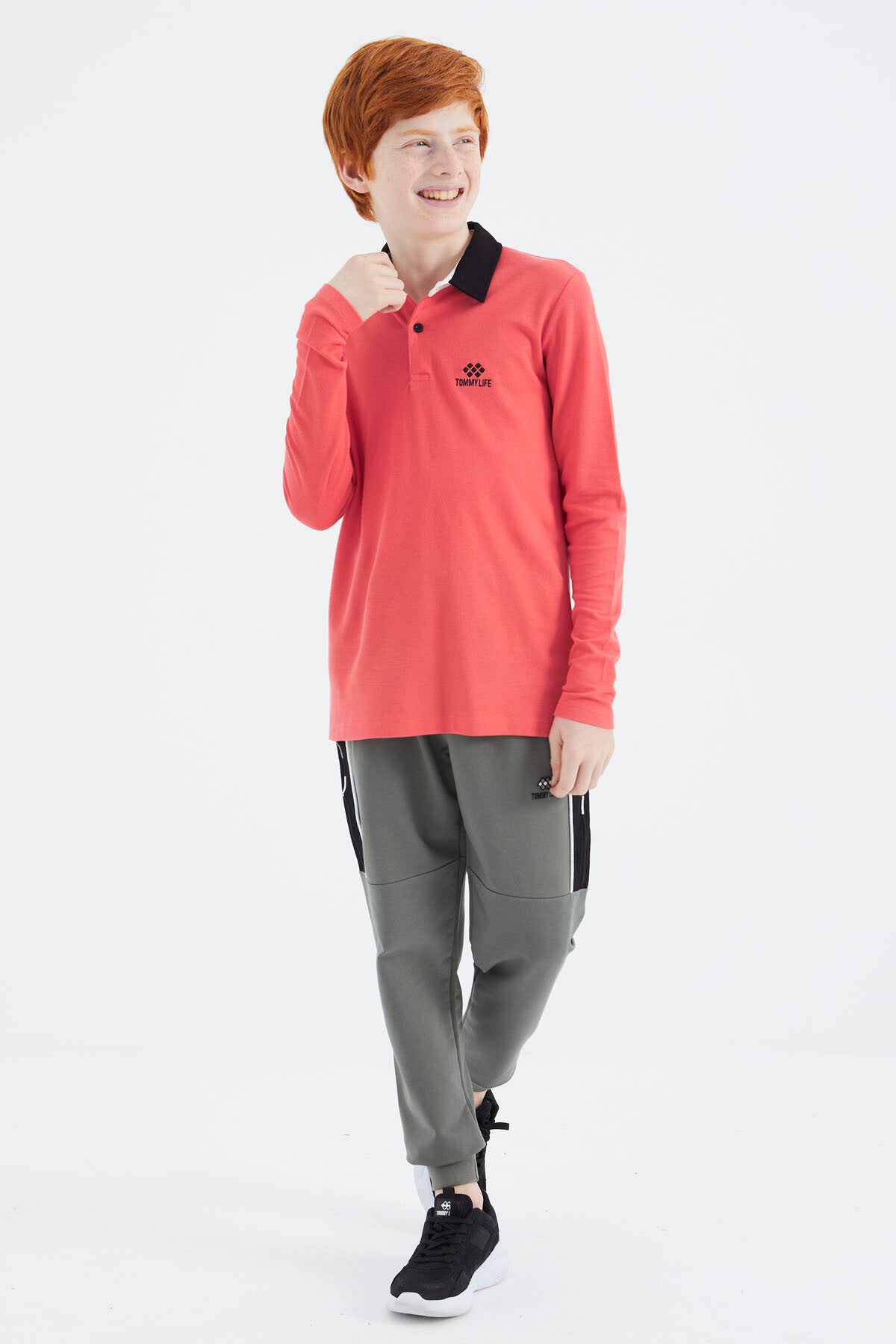 Coral Polo Collar Basic Boys' T-Shirt - 11171