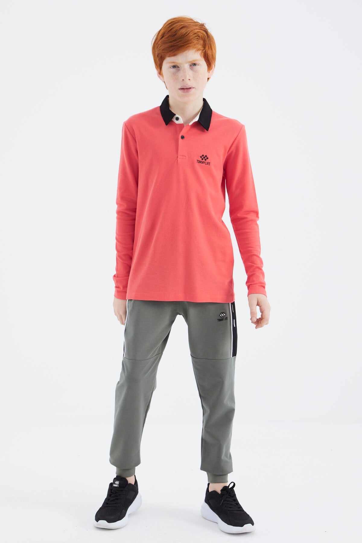 Coral Polo Collar Basic Boys' T-Shirt - 11171