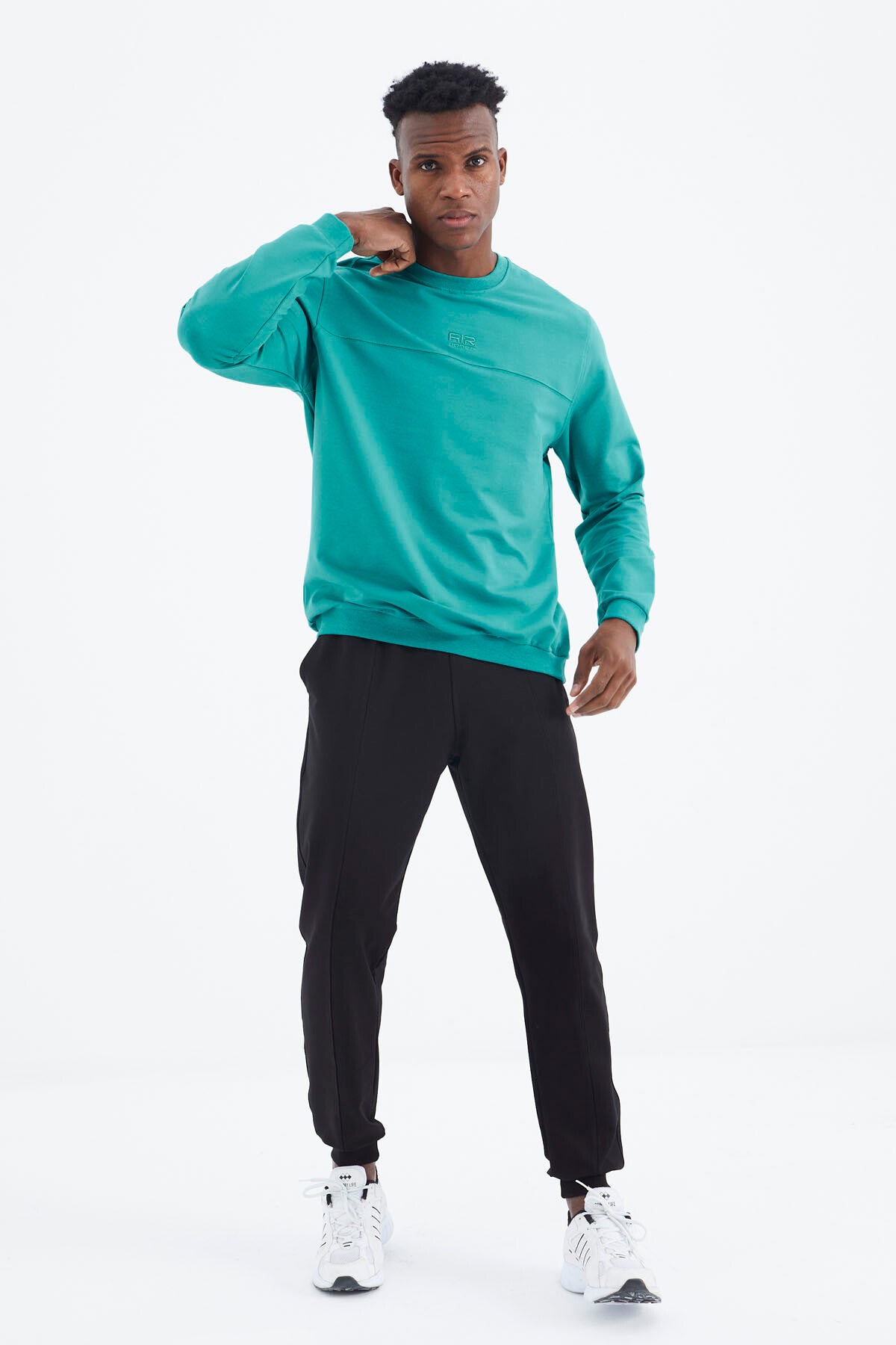 Keith Navy Blue - Green - Black Basic Men's Tracksuit Set - 85231
