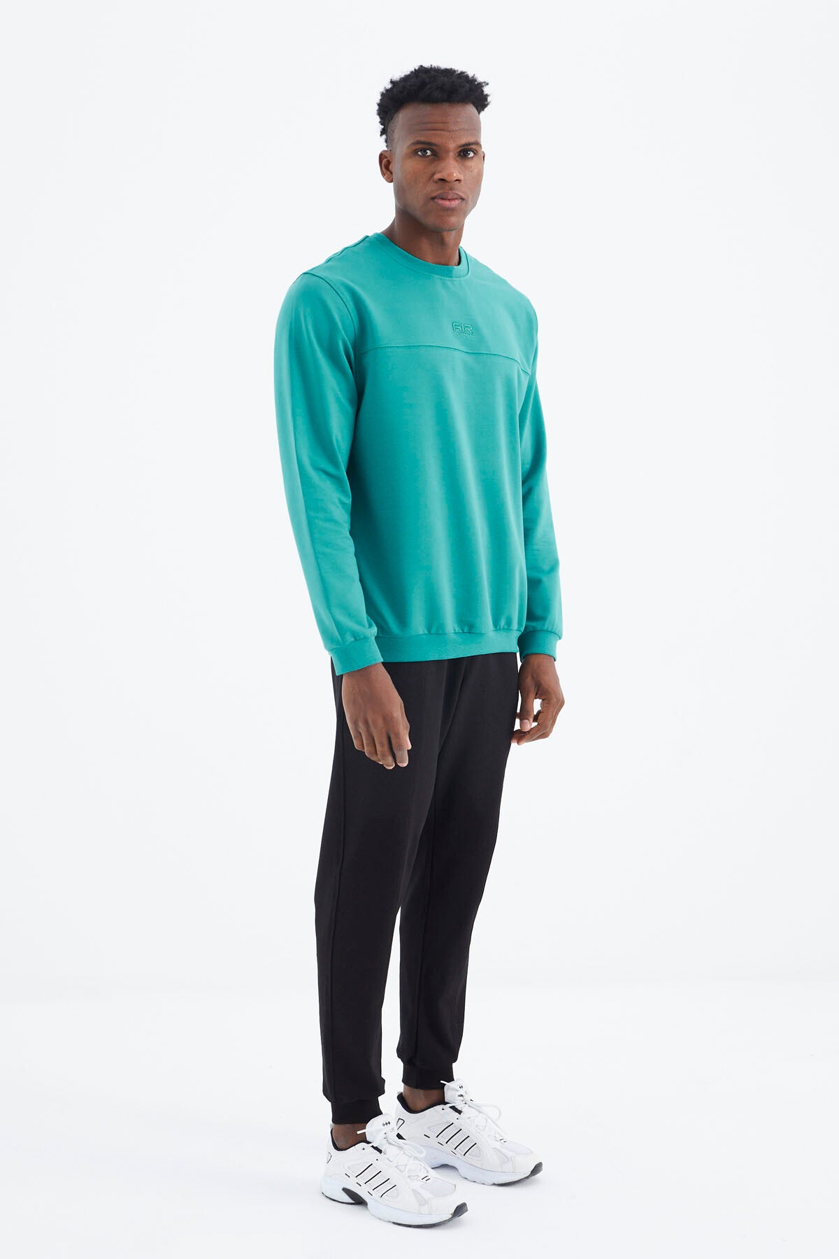 Keith Navy Blue - Green - Black Basic Men's Tracksuit Set - 85231
