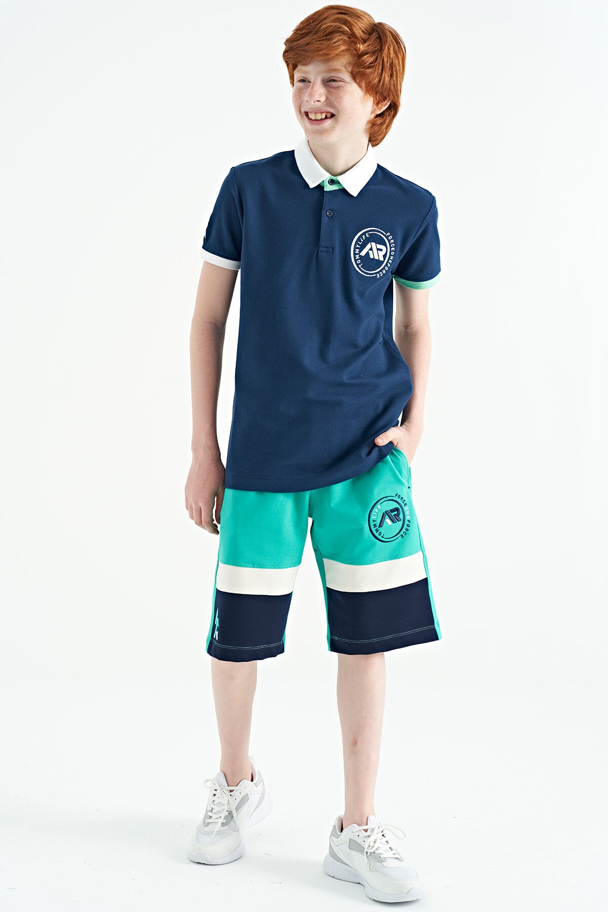 Printed Laced Embroidery Detailed Standard Fit Boys Shorts - 11129