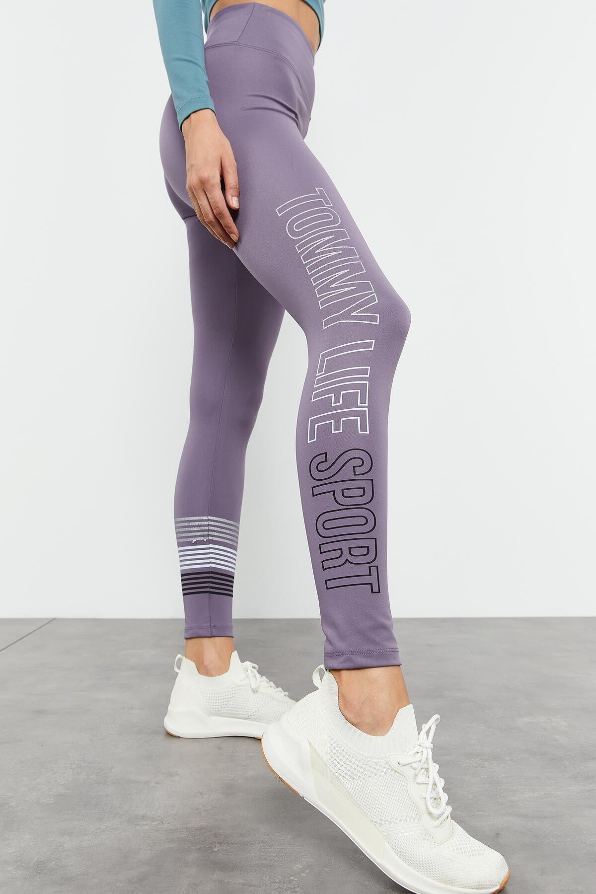 Plato High Waist Printed Slim Fit Skinny Leg Women's Tights - 94544