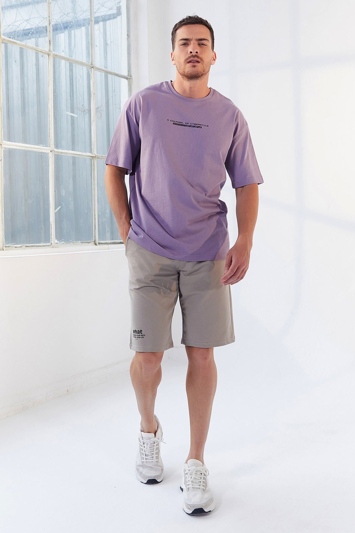 Plato Print O Collar Men's Oversize T-Shirt - 87984