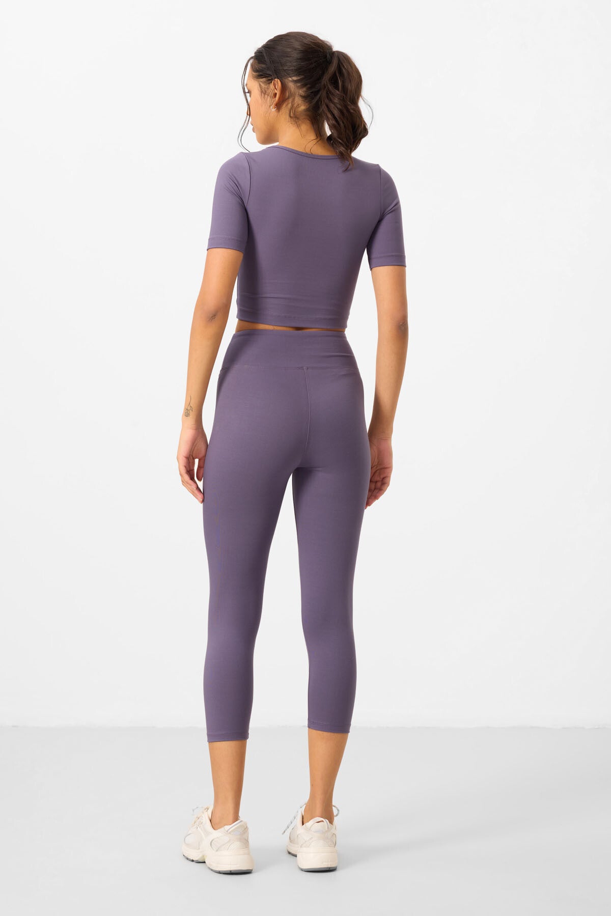 Plato High Waist Capri-Crop T-Shirt Slim Fit Women's Tights Set - 95285