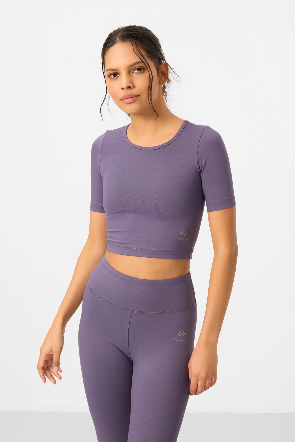 Plato High Waist Capri-Crop T-Shirt Slim Fit Women's Tights Set - 95285