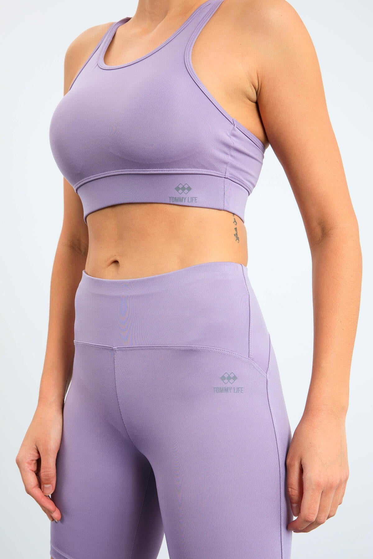 Plato High Waist Wrap-up Slim Fit Bustier Biker Women's Tights Set - 95303