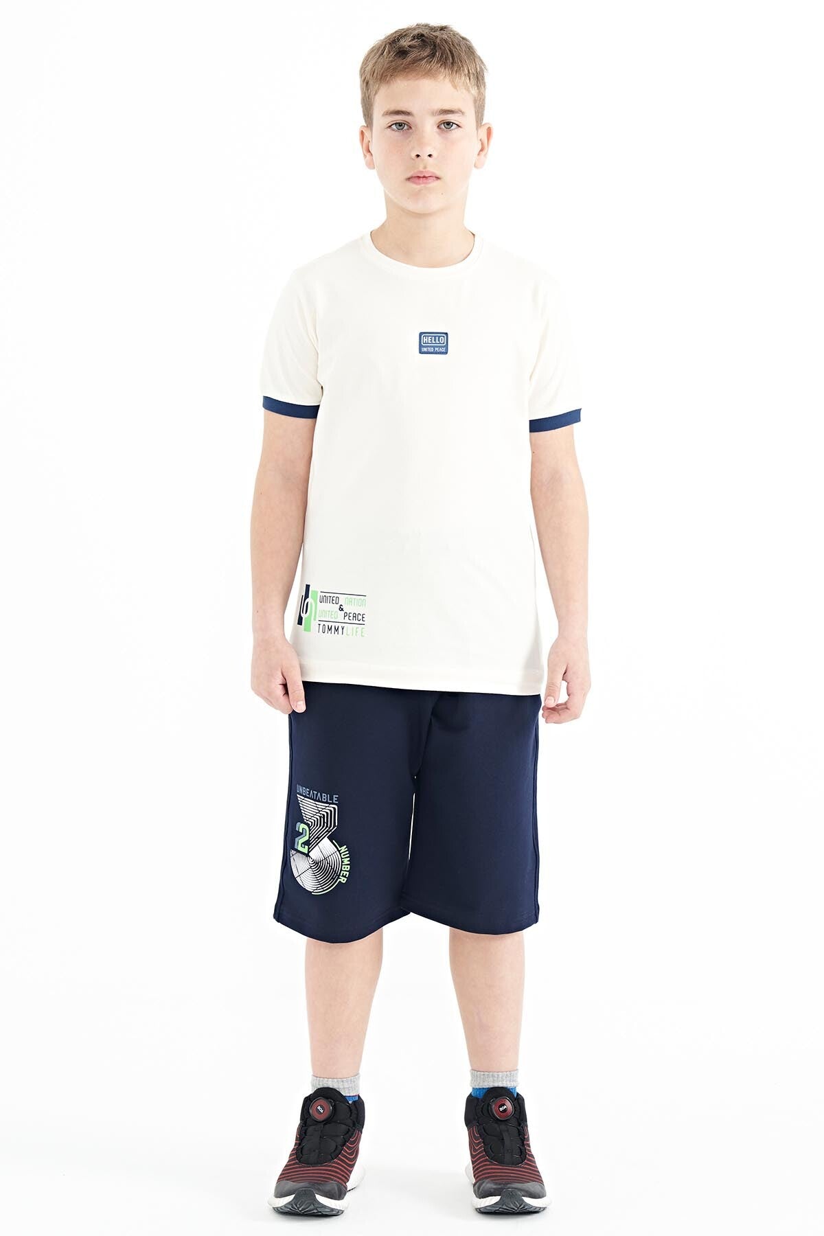 Ecru Print Standard Fit O Collar Boys T-Shirt - 11097
