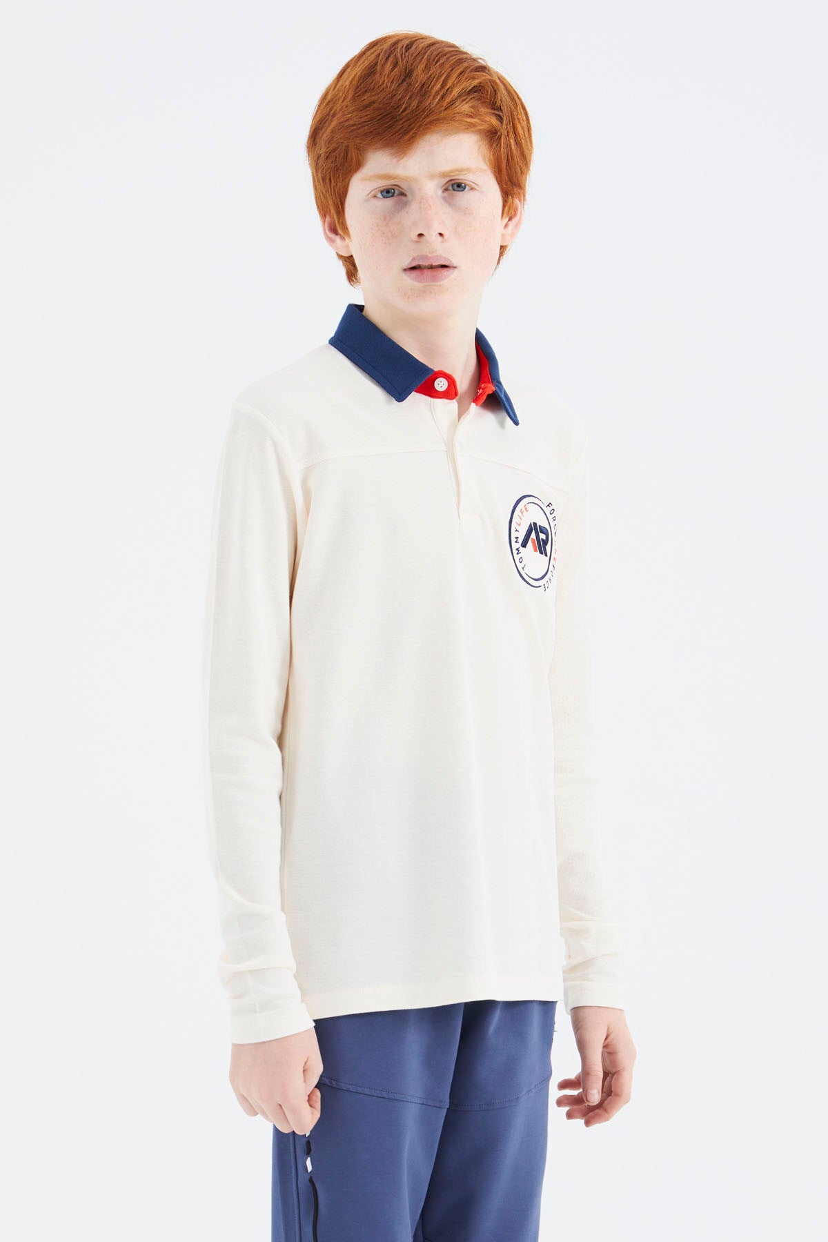 Ecru Polo Collar Boys' T-Shirt - 11172