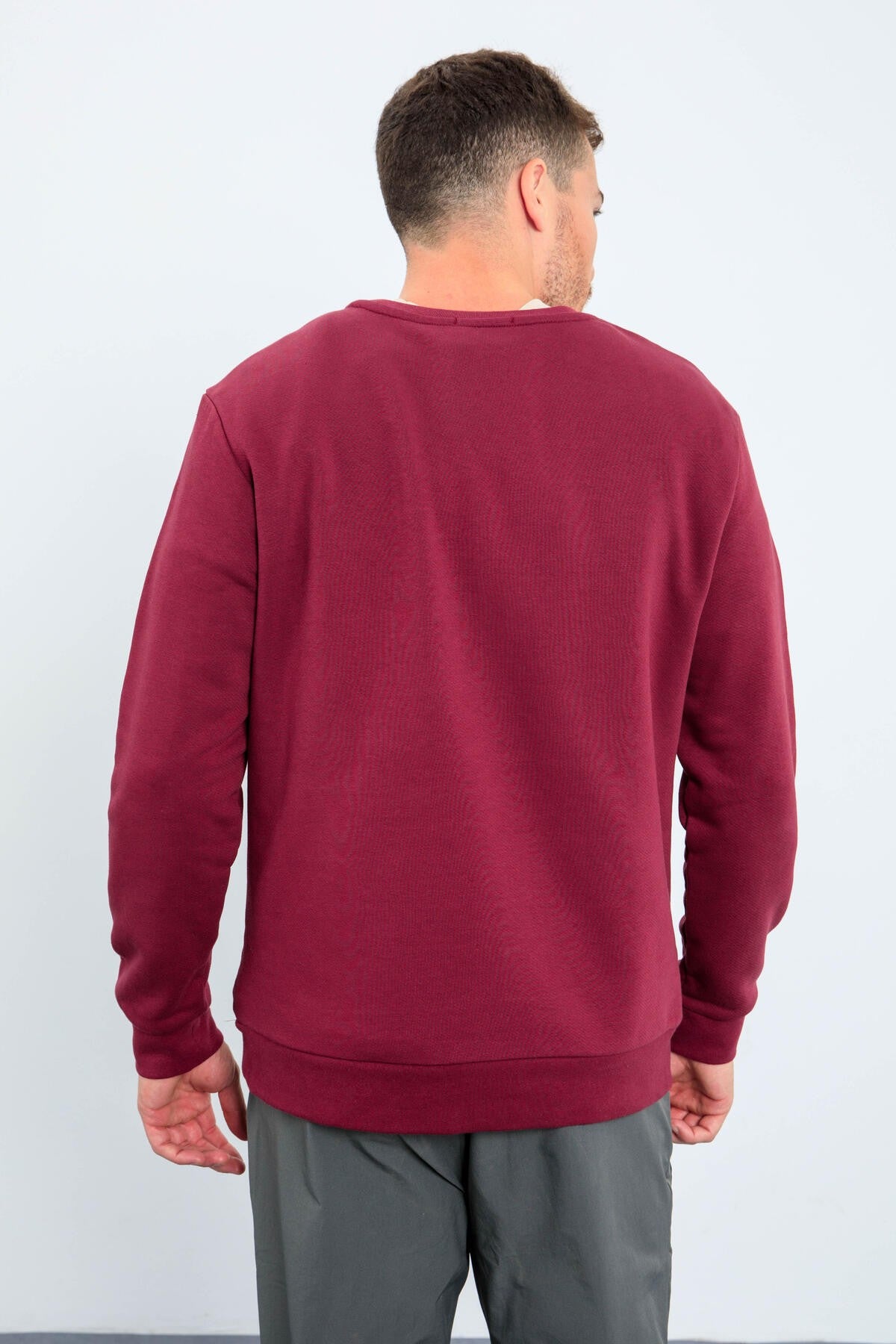 Purple Men's Printed Letter O Collar Comfort Fit Sweatshirt - 88037