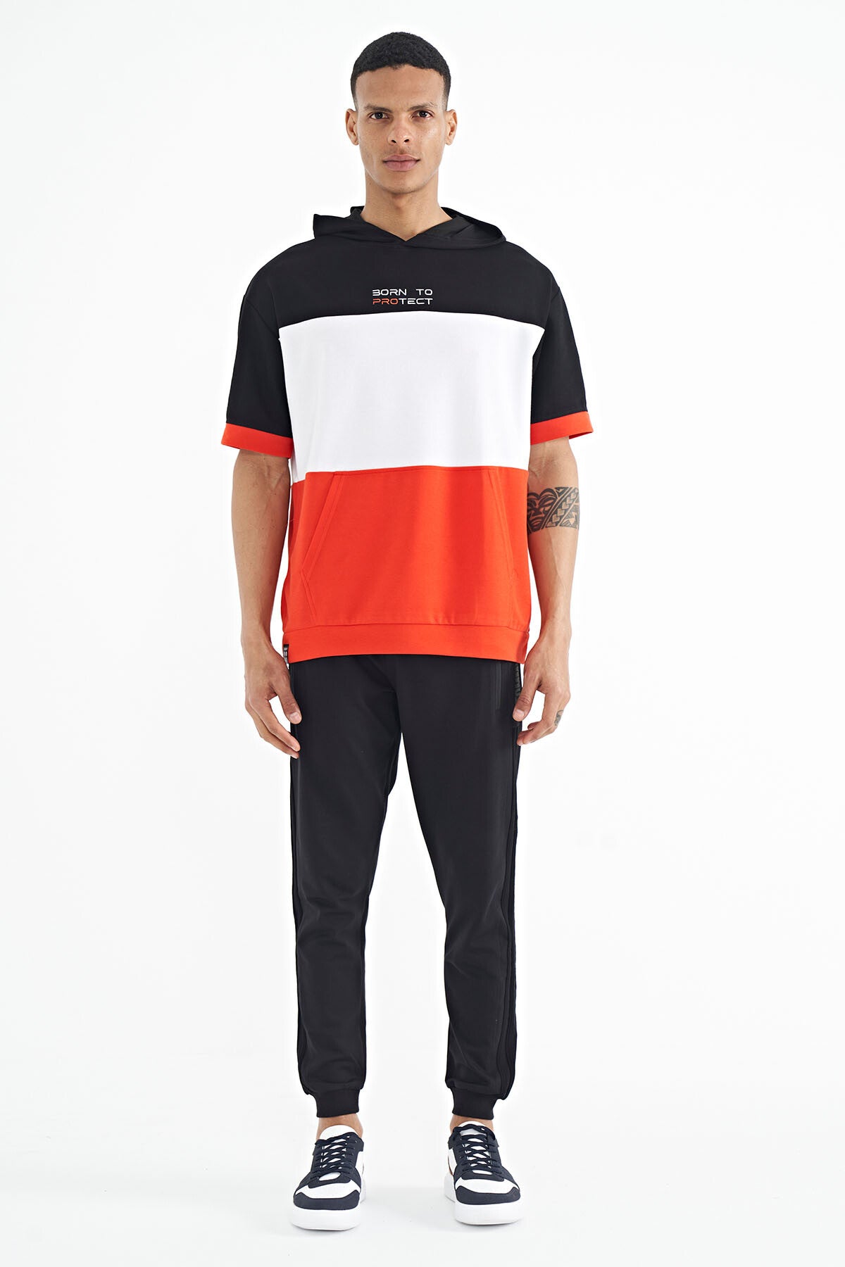 Fiesta Printed Hooded Detailed Oversize Men's T-shirt - 88191