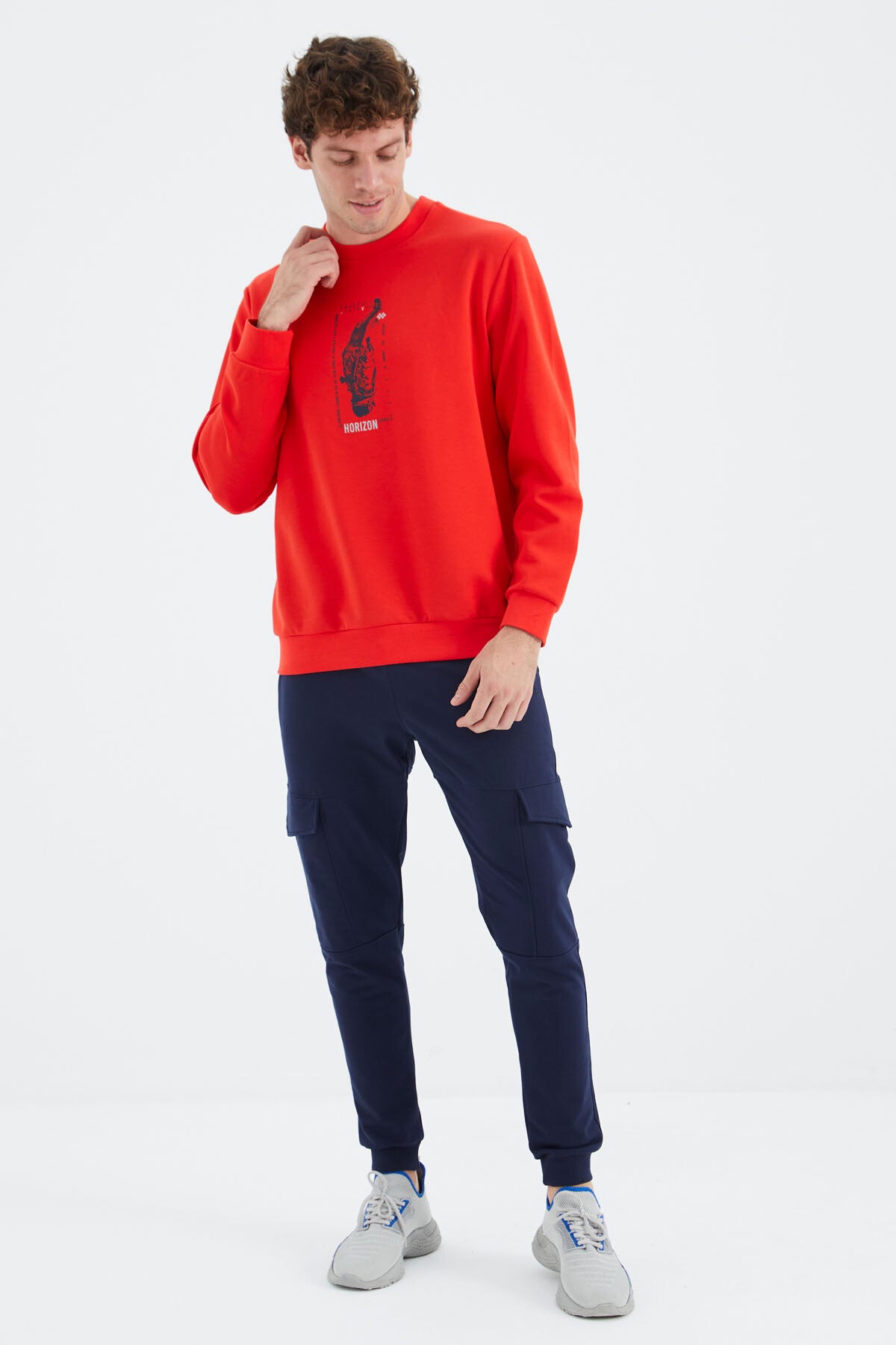 Fiesta O Neck Print Detailed Relax Fit Men's Sweatshirt - 88283