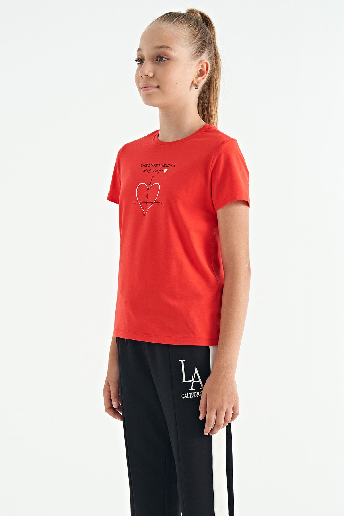 Fiesta O Collar Printed Detailed Relax Fit Girls T-Shirt - 75129