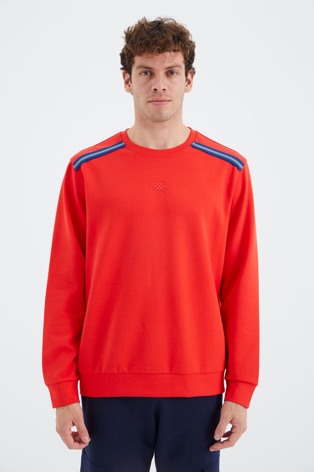 Fiesta O Collar Striped Shoulder Detailed Relax Fit Men's Sweatshirt - 88279