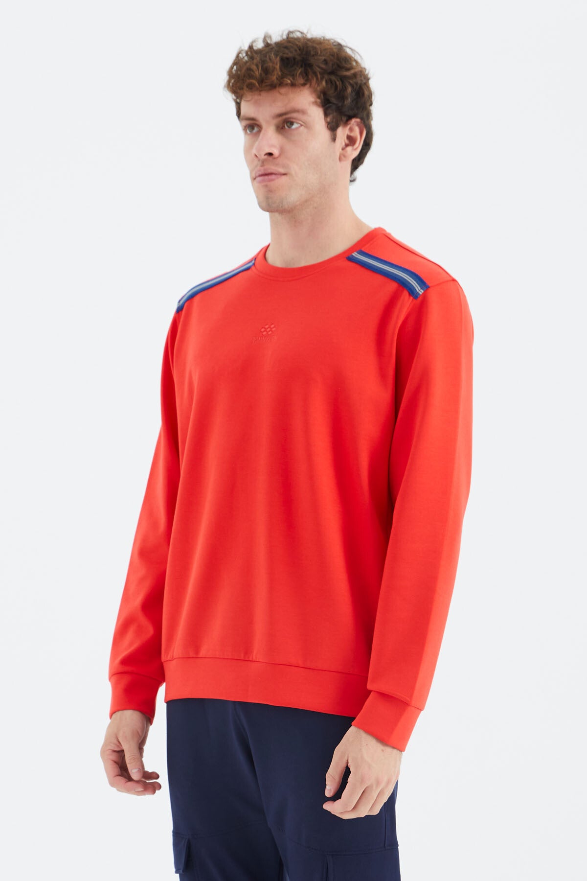 Fiesta O Collar Striped Shoulder Detailed Relax Fit Men's Sweatshirt - 88279
