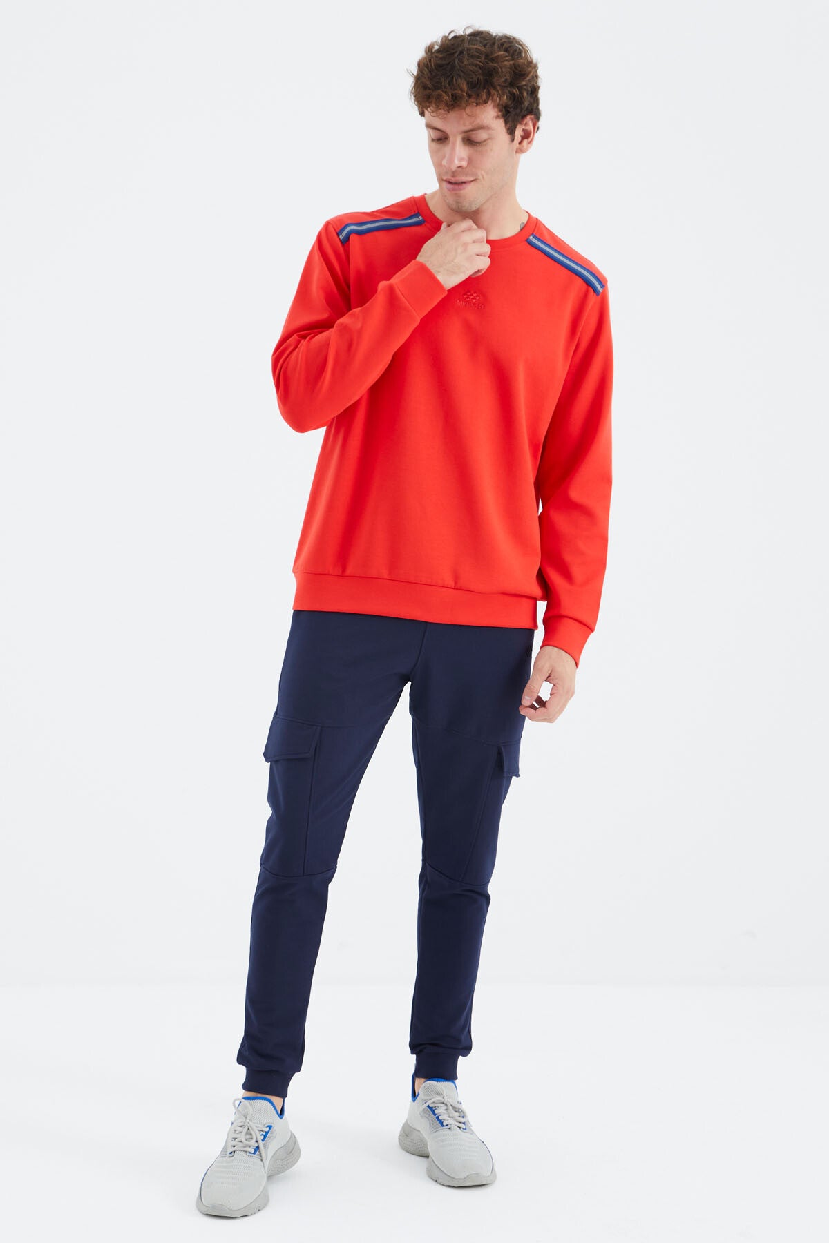 Fiesta O Collar Striped Shoulder Detailed Relax Fit Men's Sweatshirt - 88279