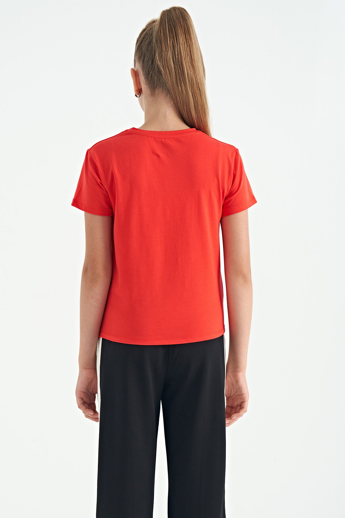 Fiesta O Neck Print Comfort Fit Short Sleeve Cropped Girls T-Shirt - 75118