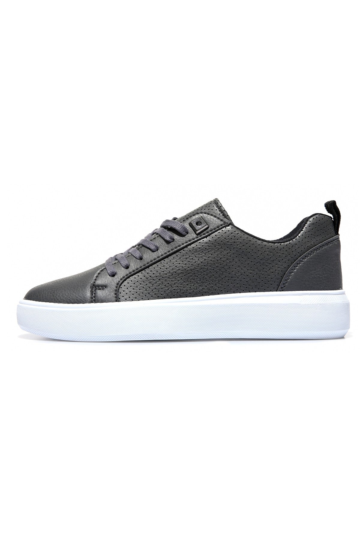 Smoked Perforated Laced PU Leather Men's Sports Shoes - 89055