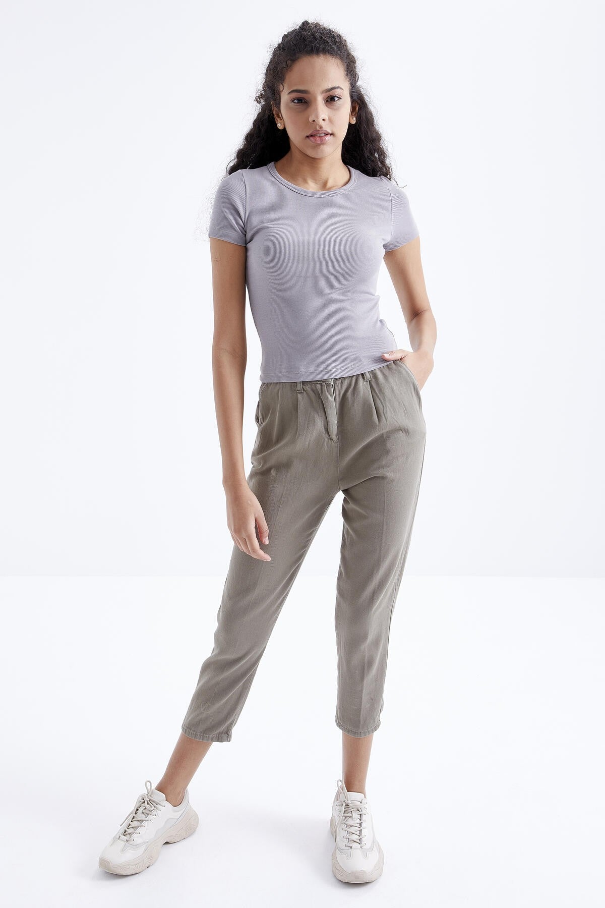 Gri Basic Short Sleeve O Neck Women's T-Shirt - 97202