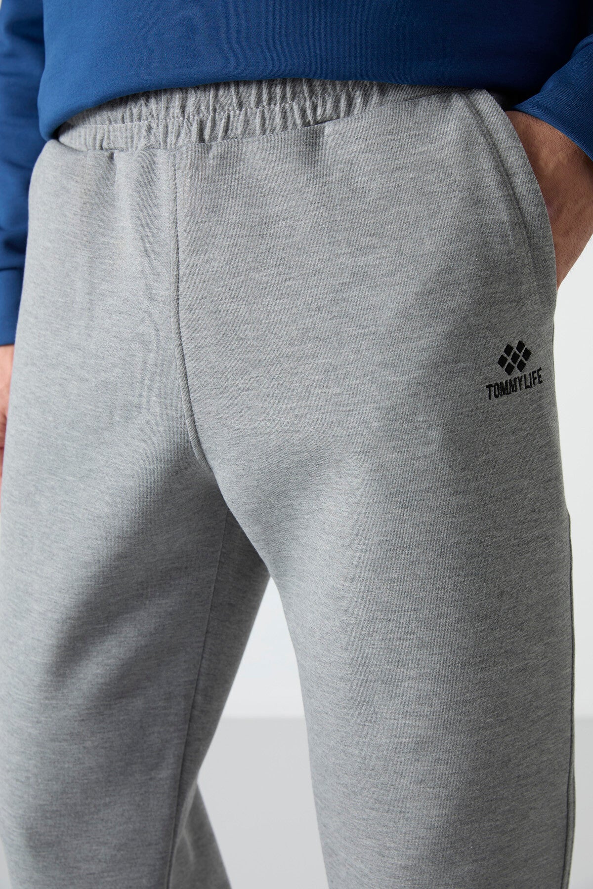 Grey Melange Laced Dar Pants Men's Tracksuit Bottom - 84999