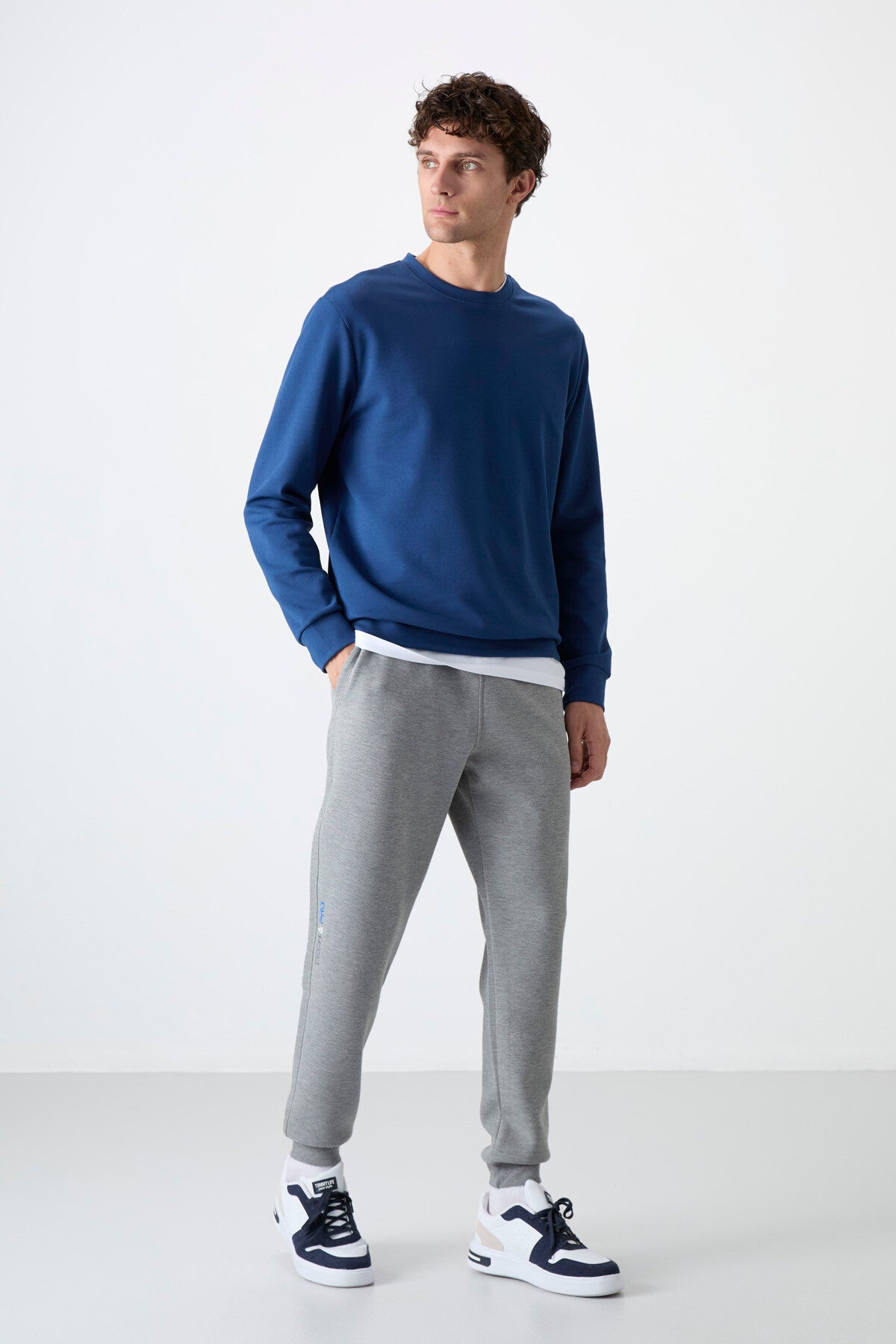 Grey Melange Laced Dar Pants Men's Tracksuit Bottom - 84999