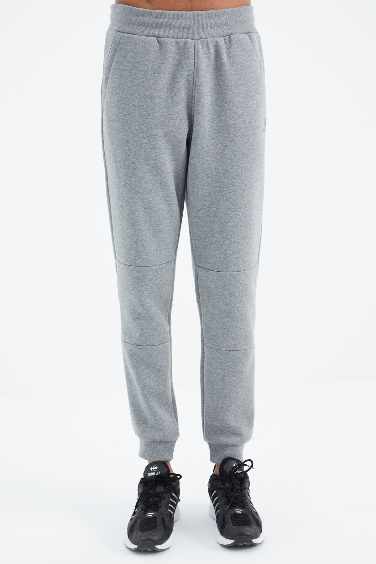 Grey Melange Laced Strip Detailed Relax Fit Men's Tracksuit Bottom - 82106