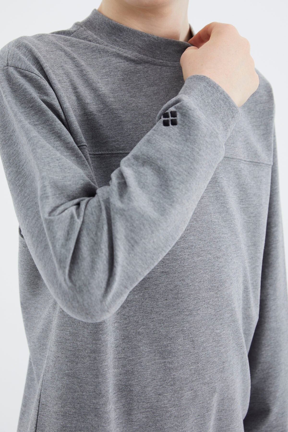 Grey Melange Basic Boys' Sweatshirt - 11173
