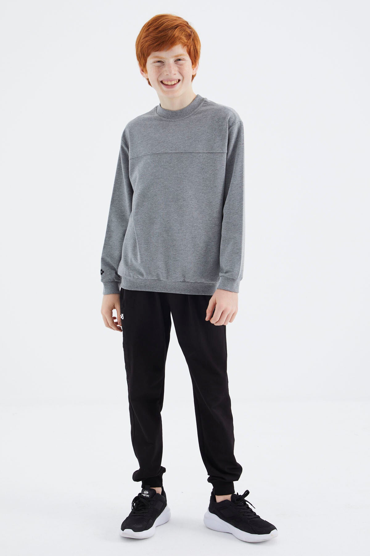 Grey Melange Basic Boys' Sweatshirt - 11173