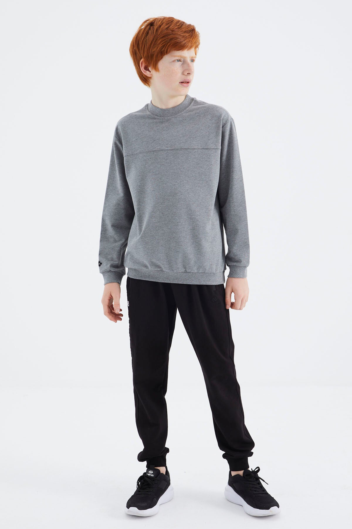Grey Melange Basic Boys' Sweatshirt - 11173