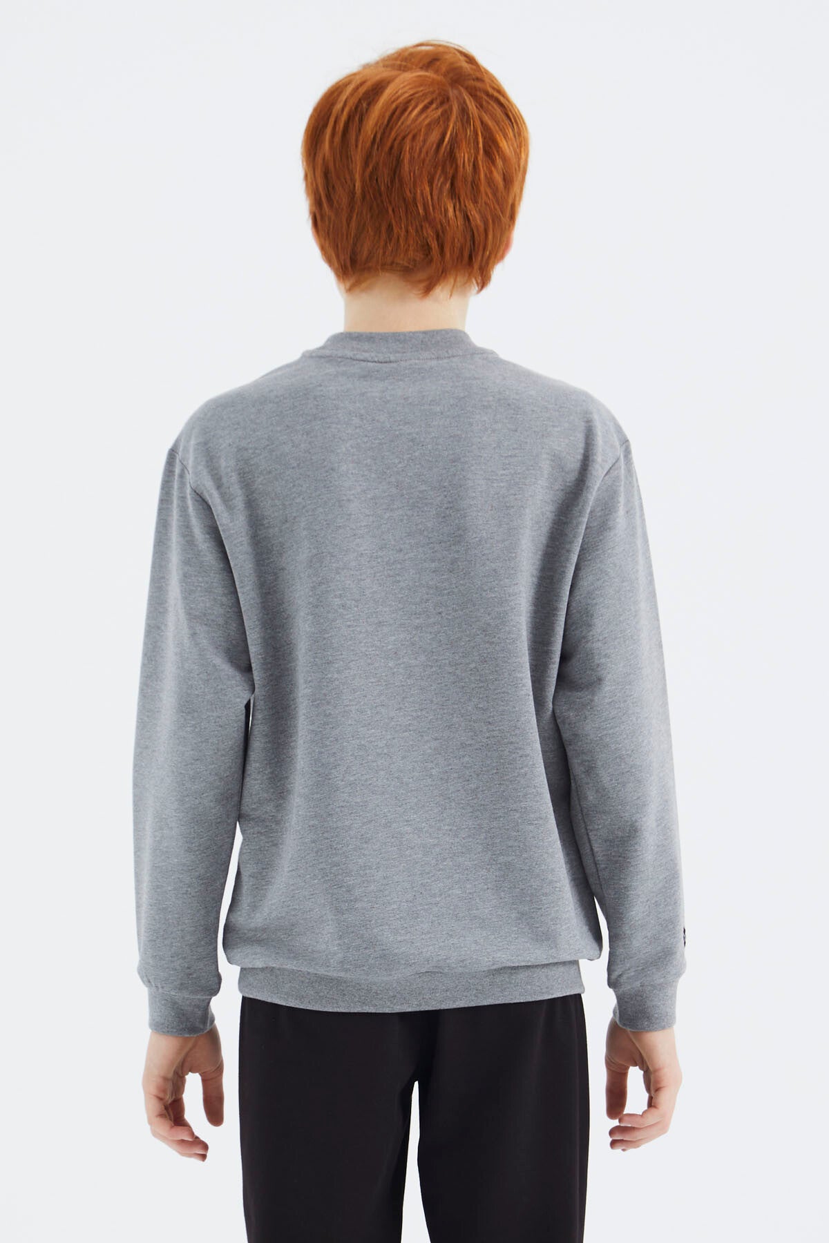 Grey Melange Basic Boys' Sweatshirt - 11173