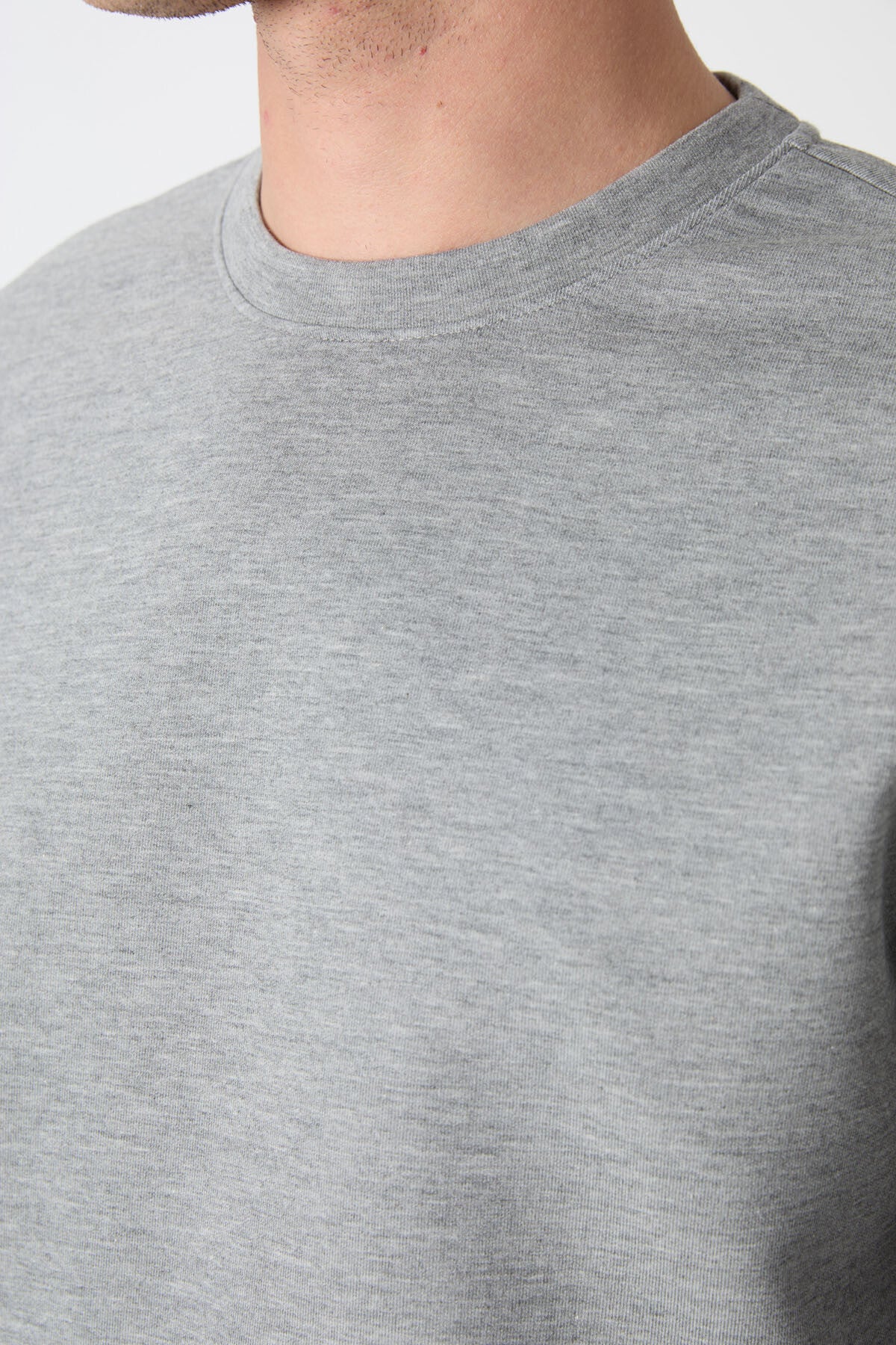 Grey Melange Basic O Neck Comfort Fit Men's Sweatshirt - 88053