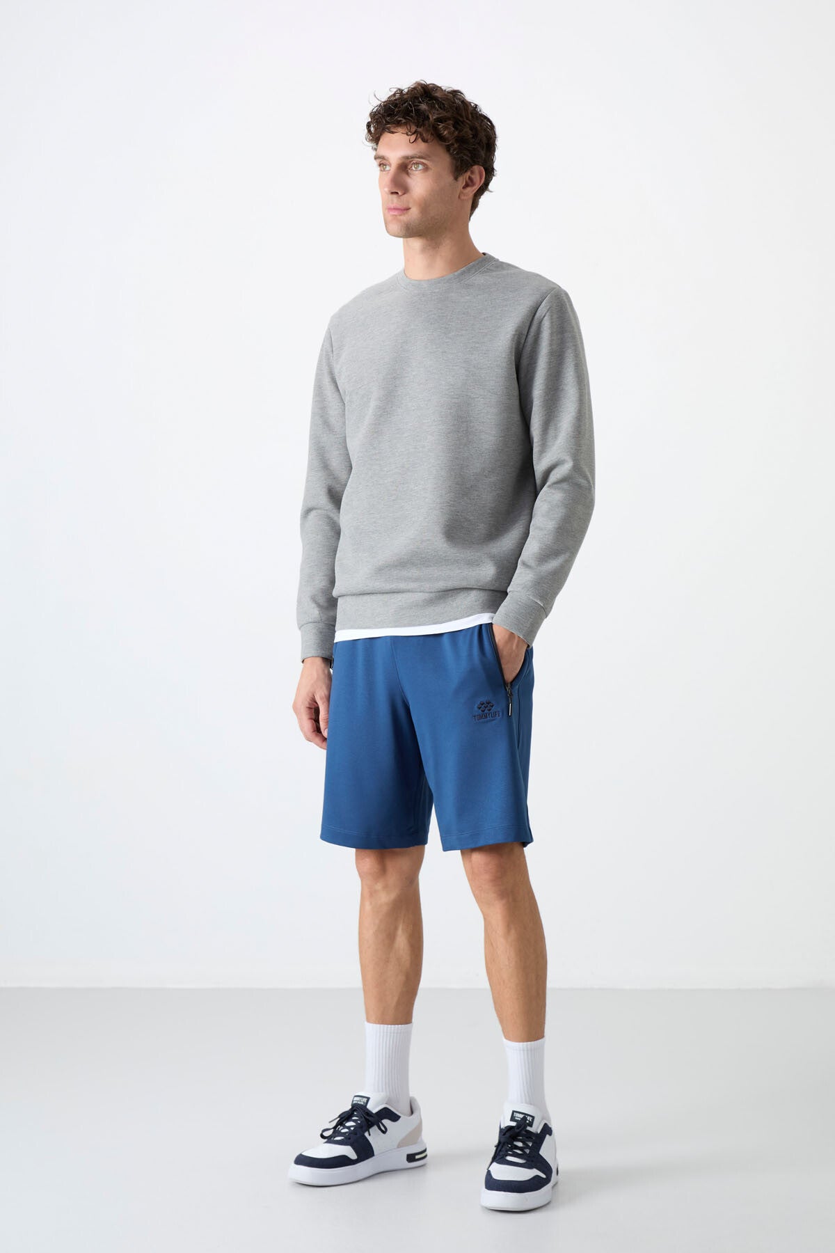 Grey Melange Basic O Neck Comfort Fit Men's Sweatshirt - 88053