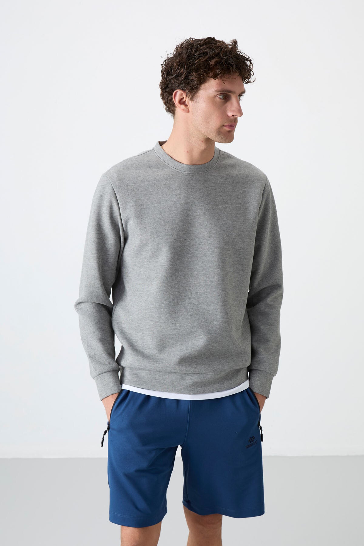 Grey Melange Basic O Neck Comfort Fit Men's Sweatshirt - 88053