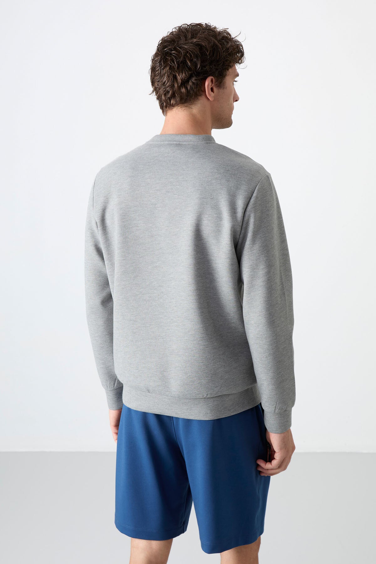 Grey Melange Basic O Neck Comfort Fit Men's Sweatshirt - 88053