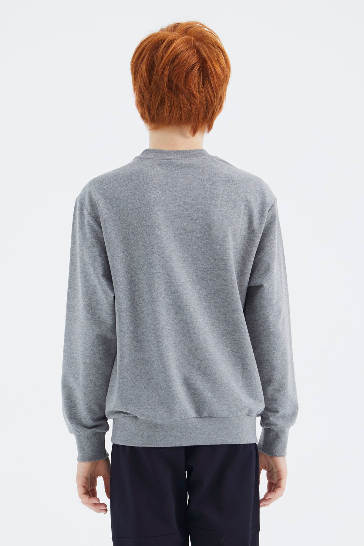Grey Melange Print Boys' Sweatshirt - 11174
