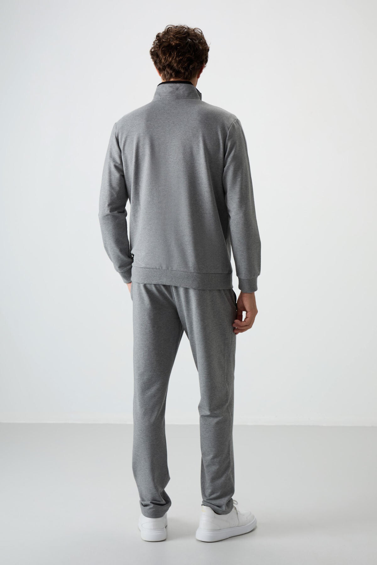 Troy Grey Melange Standard Fit Men's Tracksuit Set - 85196