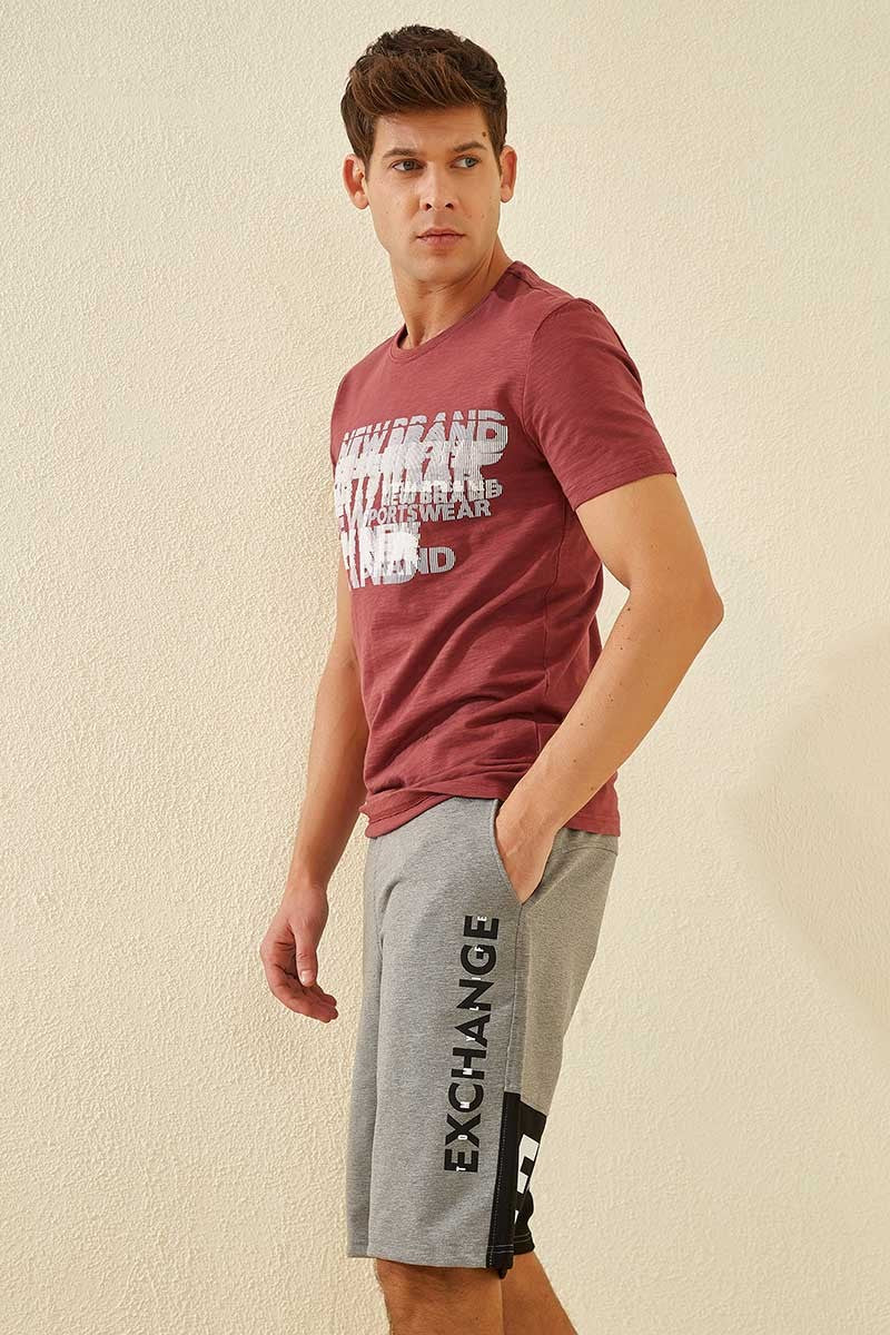 Gray Melange Print Standard Fit Men's Shorts - 81142