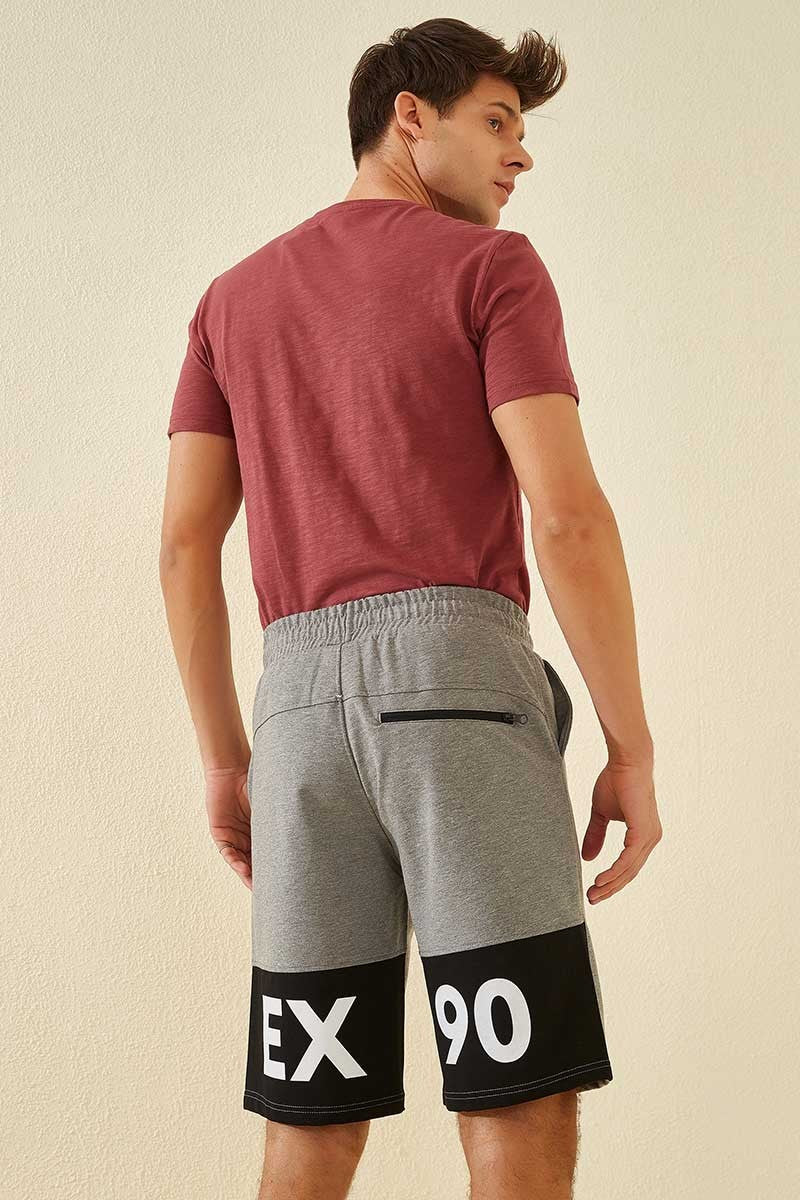 Gray Melange Print Standard Fit Men's Shorts - 81142