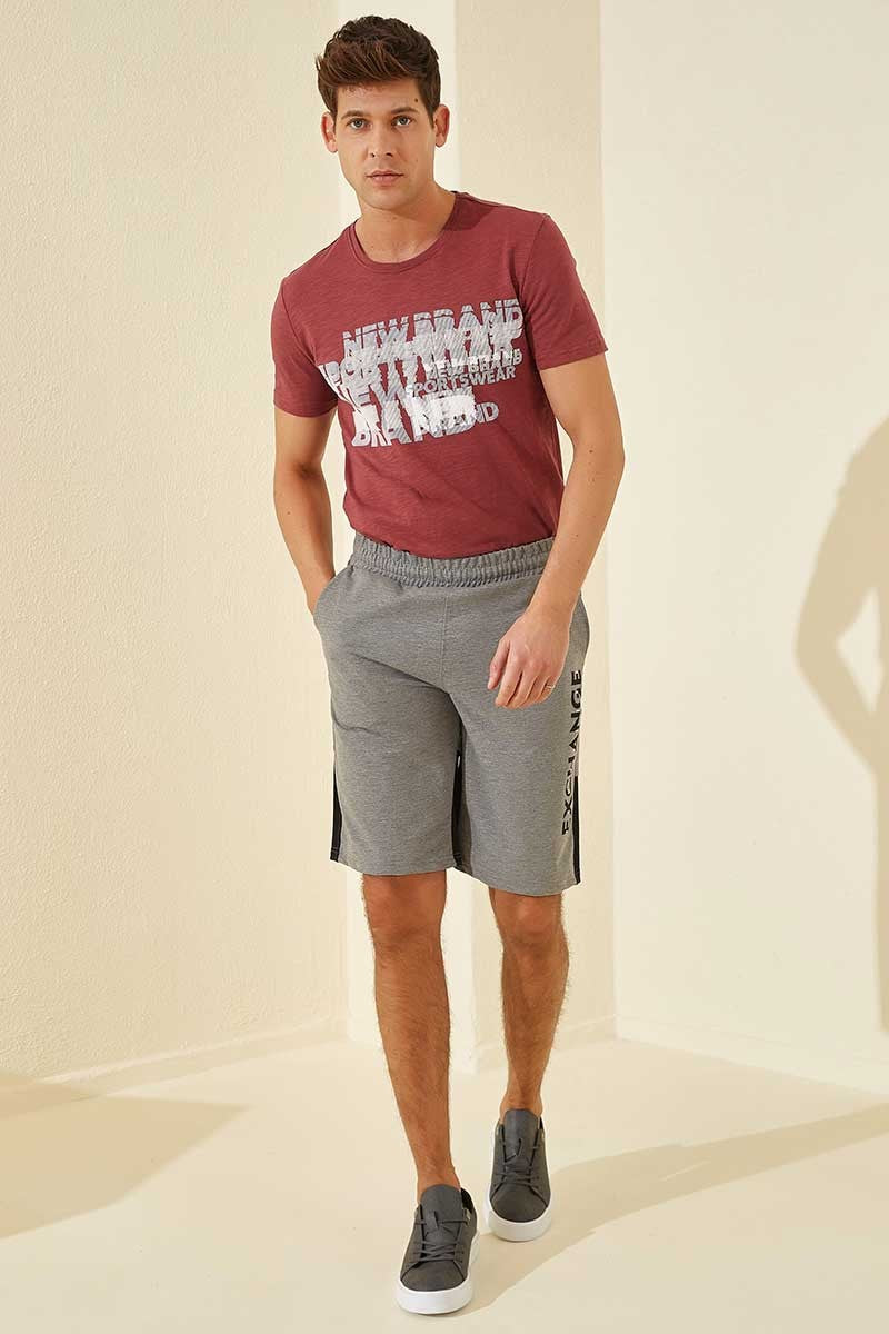 Gray Melange Print Standard Fit Men's Shorts - 81142