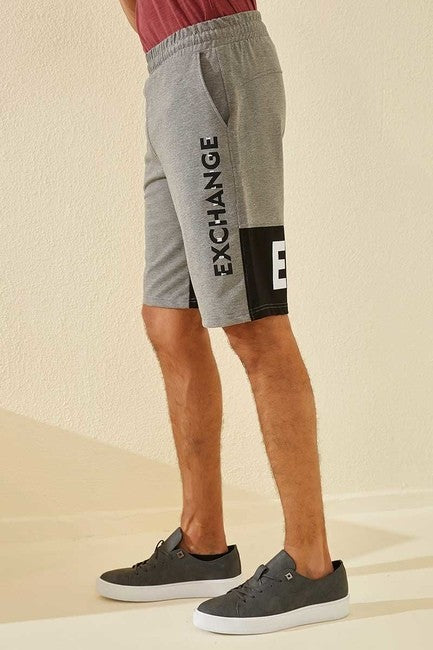 Gray Melange Print Standard Fit Men's Shorts - 81142