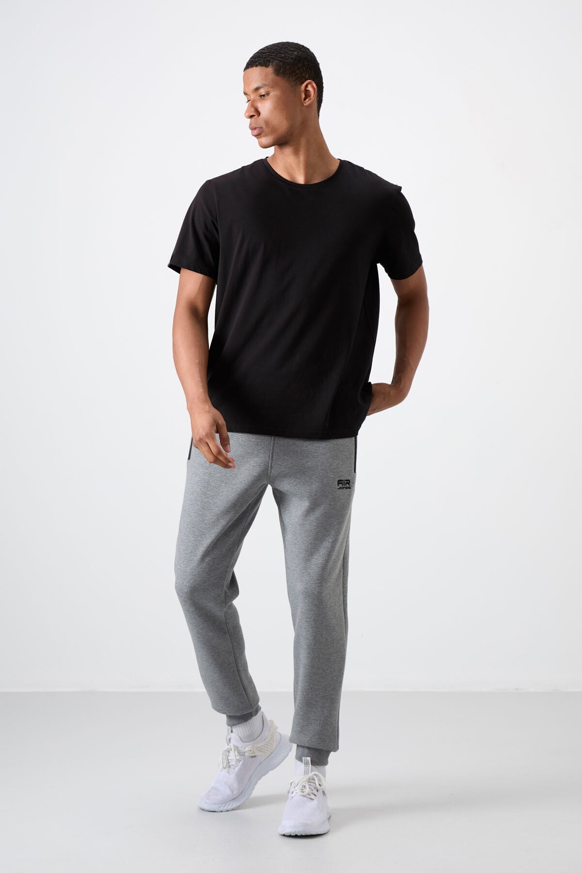 Cesar Grey Melange Striped Cardigan Men's Tracksuit Bottom - 84929