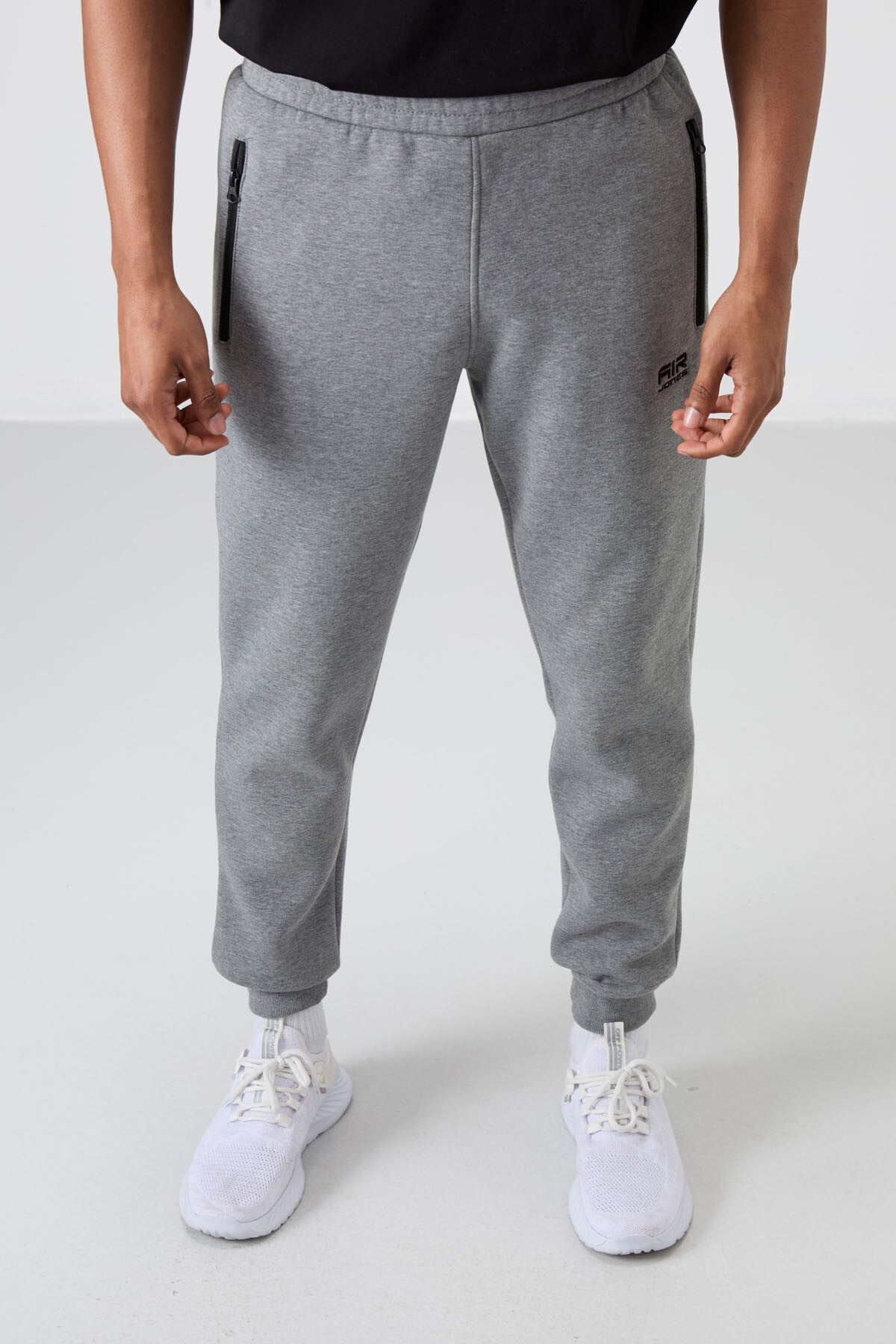 Cesar Grey Melange Striped Cardigan Men's Tracksuit Bottom - 84929